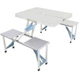 Best Picnic Tables One Piece Folding Table and Chair Aluminum Alloy Portable Folding Camping Picnic Table and 4 Seats Portable Desk for Indoor Outdoor Travel Camping Hole for Parasol