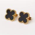 Elegant Four-Leaf Clover Stud Earrings - Stainless Steel with 14K Gold Plating - Perfect Gift for Women