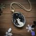 1pc Gothic Black Cat Forest Charm Necklace - Fashionable Witch Artificial Jewelry for Men and Women - Includes Glass Pendant and Cross Crow Glass Pendant