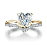Exquisite V-Shape Solitaire Ring with Heart Shape Zircon - Perfect for Engagement Banquet and Valentine s Day Gift