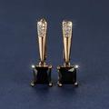 Square Cut Black Stone Emerald Earrings 18K Gold Plated Ornament For Women Daily Decor Jewelry