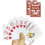 2PCS Plastic Playing Cards Jumbo Index Waterproof Fits Bridge Poker Go Fish Poker Blackjack Hearts Card Games for Pool Beach Water (2 PCS RED)