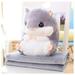 Baby Kids Plush Toy Hamster Pillow with Fleece Blanket Blanket Kawaii Fluffy Hamster Soft Plush Toy Doll Cute Stuffed Toy