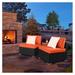 LeCeleBee PE Wicker Outdoor Loveseat 2 Pcs Patio Couch with Washable Cushion and 2 Pillow Sectional Furniture Conversation Setï¼ˆOrangeï¼‰