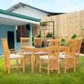 7 Piece Teak Wood Balero 55 Patio Bistro Dining Set with 2 Arm Chairs and 4 Side Chairs