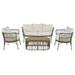 Churanty Patio Conversation Set Wicker 4 Pieces Patio Furniture Set with Rattan Chair Loveseats Coffee Table for Outdoor Garden Backyard Porch Poolside Balcony Brown Grey