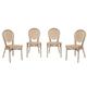 Flash Furniture 4 Pack Indoor/Outdoor Commercial Thonet French Bistro Stacking Chair Natural/White PE Rattan and Bamboo Print Aluminum Frame in Light Natural