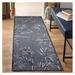 YOSITiuu Carmel Indoor/Outdoor Power Loomed Synthetic Blend Low Profile Area Rug - Transitional Border Botanical Leaf Decorative (Bamboo Border Navy) (1 11 x 4 11 )