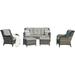 Outdoor Furniture Set 5-Piece Patio Rattan Wicker Sectional Sofa Set with 3-Seat Couch 2 Armchairs 2 Ottoman Footrests for Patio Conversation (5 PC Brown/Grey)