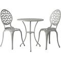 Balkene Home 63290 Vashon Bistro Set With Round Table 24 Diameter & 2 Chairs Cast Aluminum Construction Lightweight For Easy Mobility 3-Piece Bistro Set - Gloss White Finish