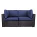 Jaxnfuro Patio Sectional Furniture Corner Sofa Low Back All-Weather Wicker Loveseats Outdoor Rattan Couch Set Conversation Setsï¼ˆDark Blueï¼‰