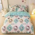 Sanrio Hello Kitty Bedding Set 100%cotton Duvet Cover Bed Sheet Pillowcase Bedsheet Single King Queen Twin Size Home Textile