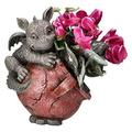 Playful Garden Dragon Planter Garden Display Decorative Accent Sculpture Stone Finish 10 Inch Tall