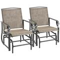Outsunny 2 Piece Glider Set Outdoor Swing Chairs Patio Rocking Armchairs with Breathable Mesh Fabric Steel Frame for Garden Backyard Patio Dark /Khaki
