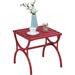 Outdoor Patio Side Table Square Steel Table Small Portable Bistro Coffee Table 18.1 L X 17.7 W X 17.5 H Red