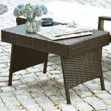 Wicker Table Patio Outdoor Poolside Garden Lawn Bistro Foldable Portable Leisure Standing Coffee Side Table Espresso Brown