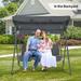 Outdoor 3-Person Patio Porch Swing Hammock Bench with Adjustable Canopy Gray