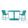 Santa Monica Outdoor Matte Teal Finished Iron Bistro Set