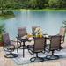 durable Outdoor Dining Set 7 Piece Outdoor Furniture Set 6 Swivel Dining Chairs and Rectangular Metal Dining Table for Lawn Garden Yards Poolside