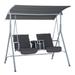 2 Person Porch Swing With Stand Outdoor Swing With Canopy Pivot Storage Table 2 Cup Holders Cushions For Patio Backyard Gray