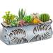 10 Inch Ceramic Flower Pot Rectangular Succulent Planter Pot Cactus Herb Planter Indoor with Drainage Hole