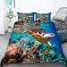 Sea Turtle Bedding Set Sea Turtle Duvet Cover Set Twin Full Queen King Size Ocean Turtle Themed Comforter Cover for Teens Boys and Girls(1 Quilt Cover 2 Pillowcases 3 Piece)