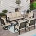 durable VALLEY Patio Conversation Set 4 PCS Outdoor Furniture Set Metal Sofa Set Rocking Chairs with Thick Upgrade Cushion and Coffee Table Beige\u2026