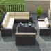 Outdoor Patio Furniture Set 14 Pieces Outdoor Furniture All Weather Patio Sectional Sofa PE Wicker Modular Conversation Sets with Coffee Table 12 Chairs & Seat Clips(Sand)