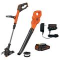 Black & Decker LSW221LSTE525-BNDL 20V MAX Cordless Sweeper Kit and 20V MAX EASYFEED 12 in. Cordless String Trimmer/Edger Kit with 3 Batteries (1.5 Ah) Bundle