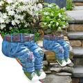 Fimeskey Flower Pots Creative Jeans Resin Flower Pot Flower Pot Cute Flower Pot Vintage Resin Jeans Shape Garden Statue Flower Pot DIY Flower Pot For Home Yard Outdoor Decoration Home & Garden