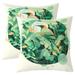 Kawaiian Parrot Set of 2 Cushion Covers For Adult Teens Palm Leaf Throw Pillow Covers 24x24 Inch Grass Leaf Circle Pattern Pillow Covers Tropical Botanical Decorative Pillow Covers Green Grey