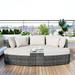 6-Piece Outdoor PE Wicker Rattan Sofa Set Free Combination Patio Round Conversation Seating Group with Coffee Table and Thick Cushions Beige