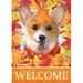 Welcome Fall Autumn Scenery with Cute Dog and Maple Leaves Garden Flag 28 x 40 Inch Double Sided Outdoor Decorative Welcome Yard Flags for Home House Lawn Patio