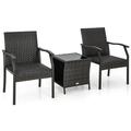 Spaco 3 Piece Patio Wicker Chair Set Deluxe Outdoor Patio with Quick Dry Foam Cushions