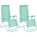Yaheetech 26in Outdoor Zero Gravity Chair with Cupholder/Pillow Set of 2 Light Green