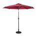 Merrick Lane 9 FT Round Solar Patio Umbrella with 32 LED Lights Crank Handle and Push Button Tilt in Red