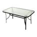 Emma + Oliver Rectangular Tempered Glass Top Patio Table with Umbrella Hole and Black Steel Tube Frame