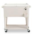 YAPENG 80-Quart Outdoor Rolling Cooler Cart with Dual-Sided Lid BBQ Cart with Bottle Opener & Shelf Portable Garden Beverage Cart White