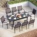 simple & William Outdoor Patio 7 Pieces Dining Set with 6 PE Rattan Chairs and 1 Rectangle Expandable Metal Table Modern Outdoor Furniture with Seat Cushions for Poolside Porch Pat