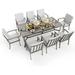 simple 9 Piece Patio Dining Set Aluminum Outdoor Dining Set Aluminum Dining Table and Chairs Set Patio Dining Furniture with Aluminum Table Chairs and Washable Cushions (Gray)