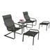 Outdoor Patio Bistro Set Of 5 C Spring Motion Chair All-Weather Conversation Armchair With Ottoman & Quick Dry Textile For Porch Deck Yard Garden Lawn(2 Chair+2 Ottoman+1 Table)