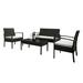 Xukmct 2 Pack Arm Chair + 1 Pack Tempered Glass Tabletop Coffee Table with 1 Pack Rattan Sofa Set