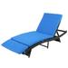 Wicker Chaise Adjustable Chaise Lounge Chair Recliner Black Embossing Furniture