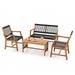Spaco 3 Pieces Acacia Wood Patio Furniture Set Patio Conversation Sets with Armchairs Coffee Table
