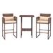 Outdoor 3 Piece Patio Bar Set Bar Height Bistro Table Set for 2 People High Top Wicker Bar Stools and Table Outdoor Bar Set with Cushions and Pillows Brown Gradient Rattan & Beige Cushion