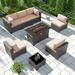 Outdoor Patio Furniture Set 14 Pieces Outdoor Furniture All Weather Patio Sectional Sofa PE Wicker Modular Conversation Sets with Coffee Table 12 Chairs & Seat Clips(Sand)