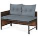 Canddidliike 3 Pieces Outdoor Sectional Sofa Outdoor Patio Furniture Set All-Weather Rattan Wicker Sofa Small Patio Conversation Couch with Washable Cushion and Table Gray