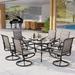 durable 7-Piece Patio Dining Set Outdoor Furniture 6 Sling Dining Swivel Chairs and Steel Frame Slat Larger Rectangular Table with 1.57 Umbrella Hole for Poolside Porch Backyard