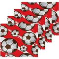 Football Pattern Washcloths Towels Highly Absorbent and Soft Cotton Face Cloths 4 Pack Quick Dry Wash Cloths - 12 X 12 Inches