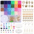 6070 Pcs Clay Beads Bracelet Making Kit 24 Colors Flat Round Polymer Clay Beads for Friendship Bracelet Making DIY Jewelry Making Kit with Pendant Charms Crafts Gifts for Kids Teen Girls